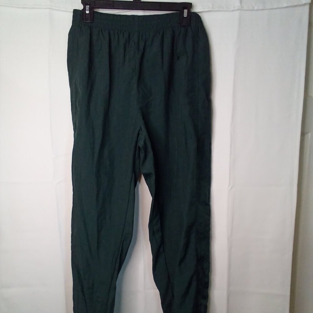 Reebok Track Pants Men M Vintage 100% Nylon Zipper Ankle Green